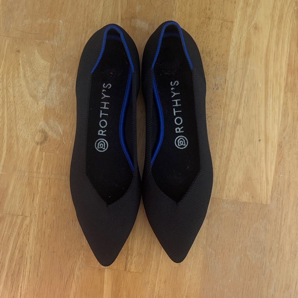 Rothy's Women's Black Flats with Blue Trim